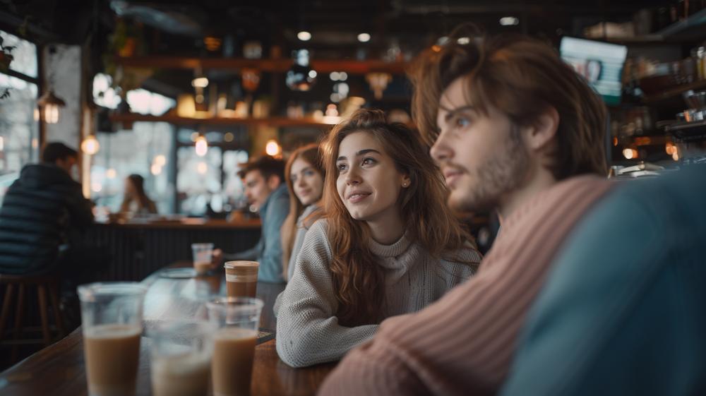 Moderne Bar-Einrichtung mit TV-Bildschirmen